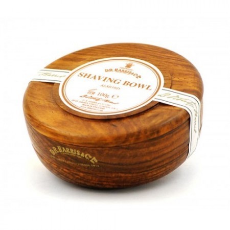 D.R. Harris - Bol de madera de caoba con jabón de afeitar de almendra de 100 g